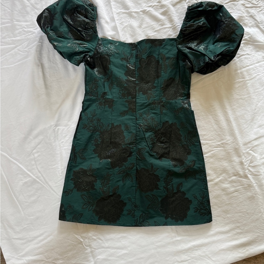 Altar’d State Green Off-the-Shoulder Puff Sleeve Mini Dress